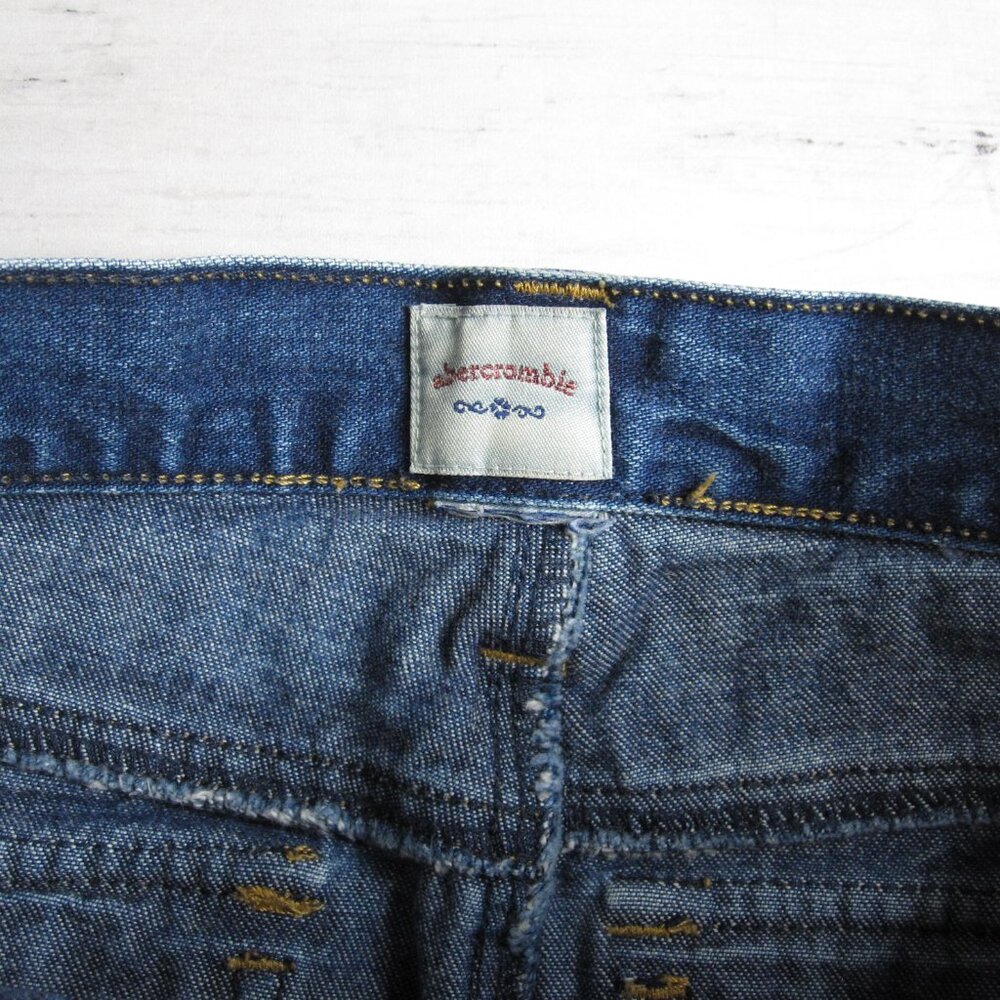 Vintage Abercrombie Denim Blue Jean Mini Skirt Girl Size 16 Utility Pockets Y2K - Picture 5 of 7